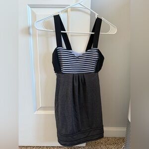Lululemon Athletica Black and White Striped Tank Top